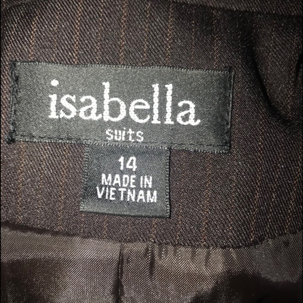 Isabella 14 brown‎ pinstripe fully lined 3 button classic preppy career blazer - Picture 2 of 8